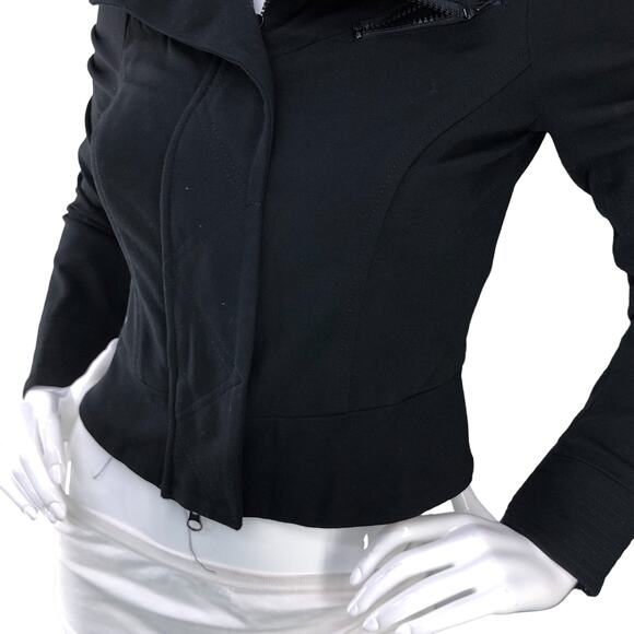 Diane Von Furstenberg DVF Womens Size 4 Atlanta Moto Jacket Asymmetrical Black - Picture 3 of 15